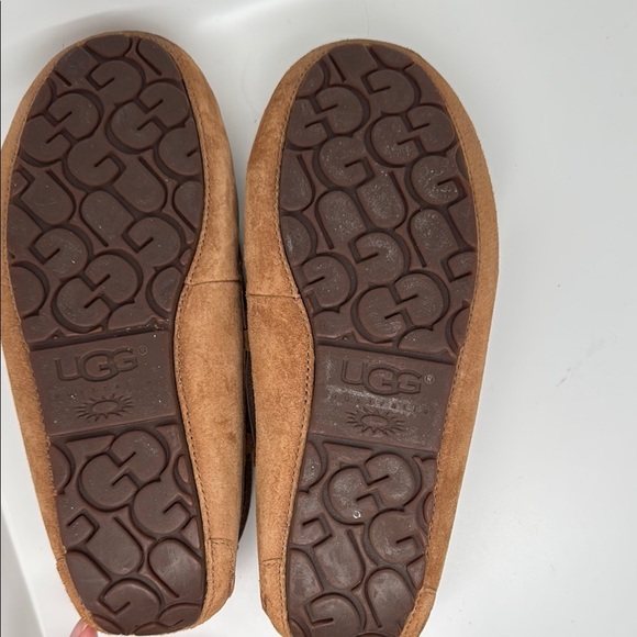 UGG Australia Dakota Chesnut Brown Suede Moccasin Wool Fur Slippers Size 9 - Picture 13 of 16